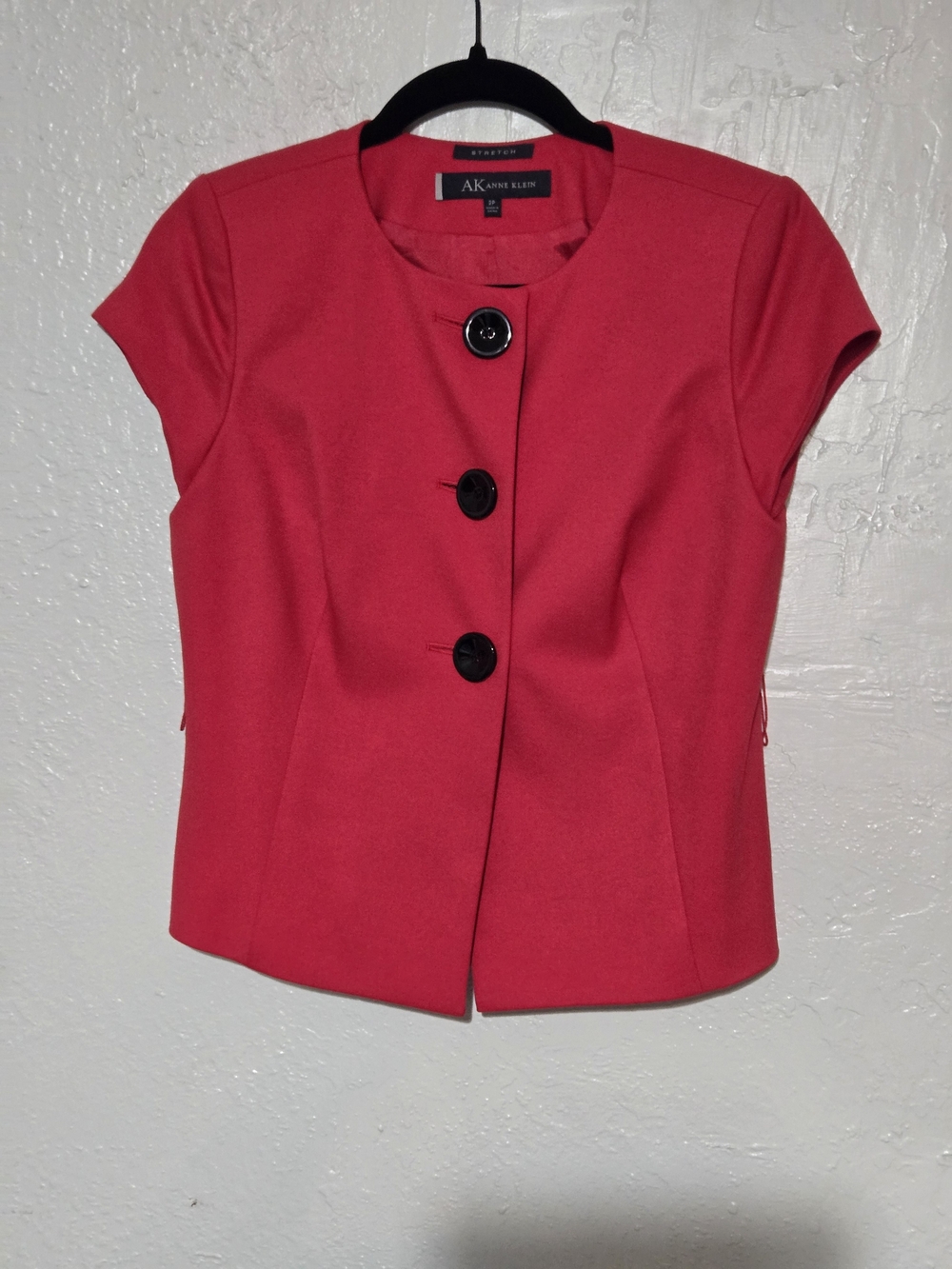 Anne Klein Red Short Sleeve Asymmetric Button‎ Blouse